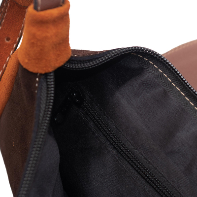 Wool-accented suede shoulder bag, 'Cusco Diamonds' - Artisan Crafted Suede Shoulder Bag