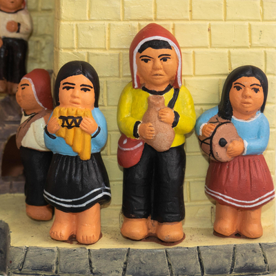 Ceramic sculpture, 'Quinua Nativity' - Hand Crafted Ayacucho Nativity Sculpture