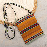 100% alpaca shoulder bag, 'Inca Sunrise' - Sunrise Striped Alpaca Wool Shoulder Bag