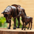 Cedar wood sculptures, 'Equine Family' (pair) - Hand Carved Horse Family Sculpture (Pair) from Peru (image 2d) thumbail