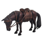 Cedar wood sculptures, 'Equine Family' (pair) - Hand Carved Horse Family Sculpture (Pair) from Peru