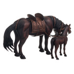 Cedar wood sculptures, 'Equine Family' (pair) - Hand Carved Horse Family Sculpture (Pair) from Peru