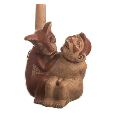 Ceramic vessel, 'Moche Captive' - Decorative Peru Archaeology Ceramic Moche Replica