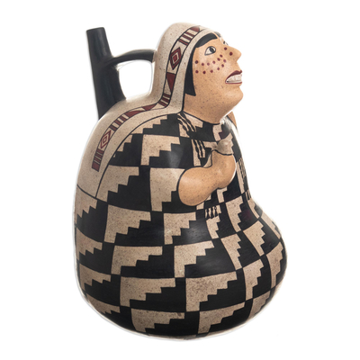 Vasija de cerámica - Perú arqueología terracota nazca noble mujer réplica buque