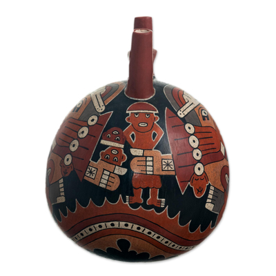 Vasija de cerámica, 'Rituales de Nazca' - Arqueología Andina Jarrón decorativo réplica de cerámica de Nazca