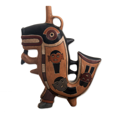 Keramikgefäß, „mythischer nazca-orca“ – andenarchäologie keramik-nazca-orca-gefäß