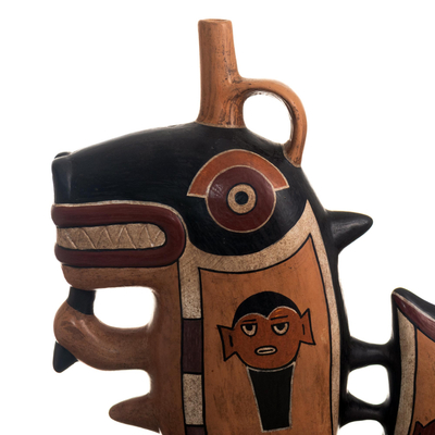 Vasija de cerámica - Arqueología andina cerámica nazca orca vasija