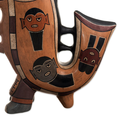Vasija de cerámica - Arqueología andina cerámica nazca orca vasija