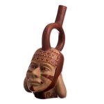Ceramic vessel, 'Eternal Moche' - Peru Archaeology Ceramic Moche Portrait Replica Vessel