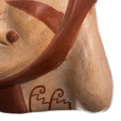 Vasija de cerámica, 'Eterno Moche' - Perú Arqueología Cerámica Moche Retrato Réplica de vasija