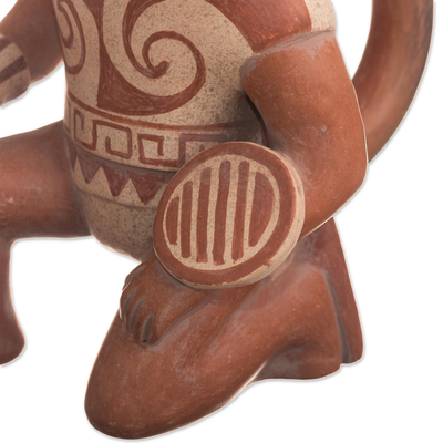 Vasija de cerámica, 'Soldado Moche' - Arqueología del Perú Réplica de vasija de guerrero moche de terracota