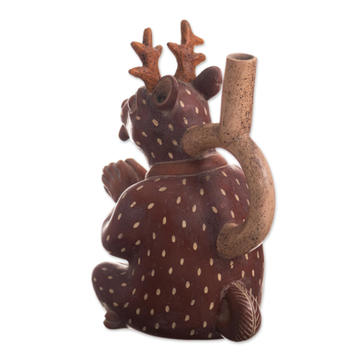 Keramikgefäß, 'Junger Moche-Hirsch' - Peru Archäologie Moche Hirsch Replik dekoratives Gefäß