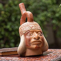 Ceramic vessel, Portrait of a Moche Man