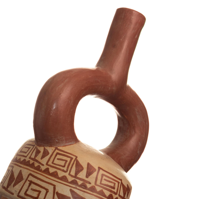 Vasija de cerámica - Perú arqueología firmada moche retrato vasija réplica de arcilla