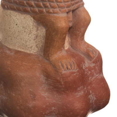 Ceramic vessel, 'Moche Prisoner' - Peru Archaeology Moche Prisoner Replica Clay Vessel