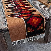 Wool-blend table runner, 'Inca Dimension' - Hand Loomed Table Runner
