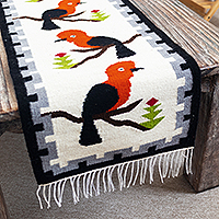 Wool-blend table runner, 'Cock-of-the-Rock'