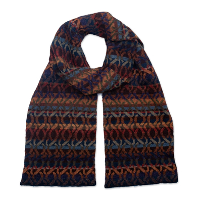 100% alpaca knit  scarf, 'In the Mountains' - Unisex 100% Alpaca Scarf