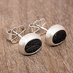 Sterling Stud Earrings with Tourmaline, 'Elegant Black'