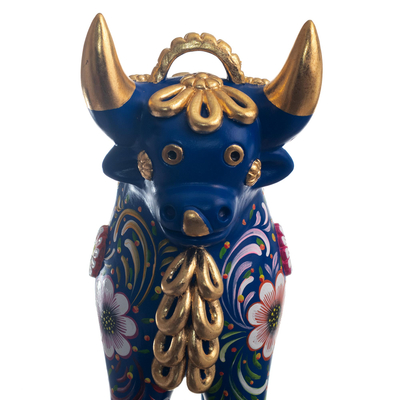 Keramikskulptur - Handgefertigte Bullenskulptur aus Keramik
