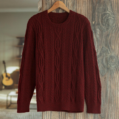 Mens 100% alpaca pullover sweater, Field and Forest