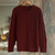 Men's 100% alpaca pullover sweater, 'Field and Forest' - Dark Red Men's 100% Alpaca  Sweater (image 2) thumbail