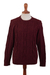 Men's 100% alpaca pullover sweater, 'Field and Forest' - Dark Red Men's 100% Alpaca  Sweater thumbail