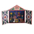 Wood and ceramic nativity retablo, 'Night in Bethlehem' - Nativity-Themed Retablo thumbail