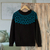Alpaca crew-neck sweater, 'Modern Geometry' - Knit 100% Alpaca Sweater (image 2c) thumbail