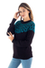 Alpaca crew-neck sweater, 'Modern Geometry' - Knit 100% Alpaca Sweater (image 2e) thumbail