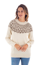 Alpaca crew-neck sweater, 'Modern Geometry' - Pullover Sweater in 100% Alpaca