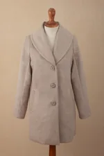 Baby alpaca blend car coat, 'Cusco Sophisticate' - Light Taupe Baby Alpaca Blend Coat