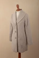 Baby alpaca blend car coat, 'Cusco Sophisticate' - Light Taupe Baby Alpaca Blend Coat