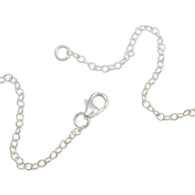 Halskette mit Anhänger aus Sterlingsilber und Naturblättern - Silberne Halskette mit natürlichem Blattanhänger