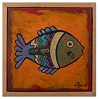'Fish at Sunset' - Colorful Original Fish Painting