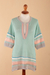 Cotton-blend knit tunic, 'Mint Spring' - Cotton-Blend Loose-Knit Turquoise Tunic From Lima Peru (image 2c) thumbail