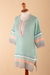 Cotton-blend knit tunic, 'Mint Spring' - Cotton-Blend Loose-Knit Turquoise Tunic From Lima Peru