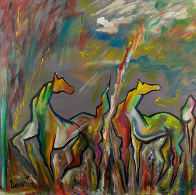 'Surreal Pair' (2021) - Surreal Horse Painting from Peru