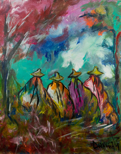 'Community' - Colorful Original Andean Painting
