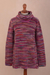Alpaca blend turtleneck sweater, 'Berry Melange' - Colorful Alpaca Blend Turtleneck (image 2d) thumbail