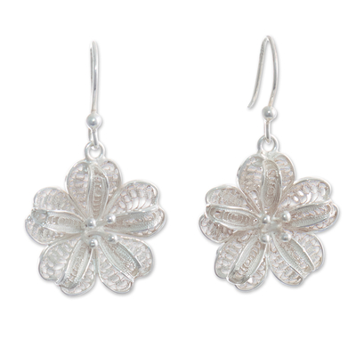 Sterling silver filigree dangle earrings, 'Floral Treasure' - Sterling Filigree Dangle Earrings