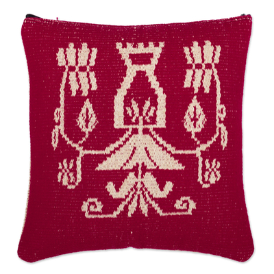 Reversible wool-blend cushion cover, 'Cajamarca Nature' (18 inch) - Handwoven Wool-Blend Cushion Cover (18 Inch)