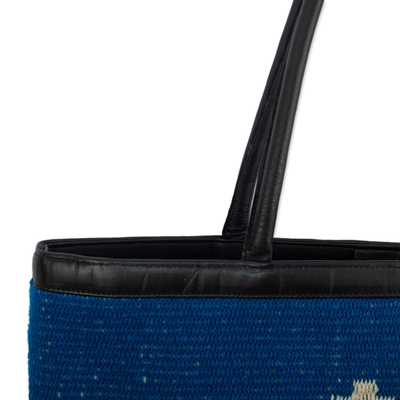 Woven handbag, 'Cajamarca Folklore' - Handloomed Blue Handbag