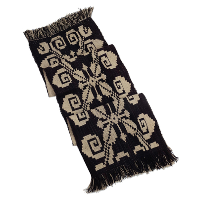 Reversible Black and Ivory Wool Table Runner