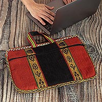 100% alpaca laptop case, 'Sicuani News' - Alpaca Wool Handloomed 16 Inch Laptop Case