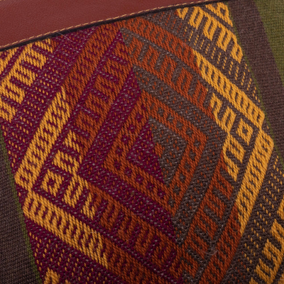Pulsera de lana con detalles en cuero - Pulsera de lana tejida a mano con ribete de cuero