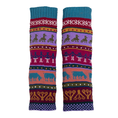Knit wool legwarmers, 'Qanchi Dance' - Handmade Wool Knit Legwarmers