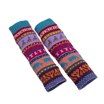 Knit wool legwarmers, 'Qanchi Dance' - Handmade Wool Knit Legwarmers