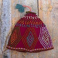 Multicolored Knit Wool Hat,'Andean Fiesta'