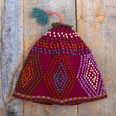 Knit wool hat, 'Andean Fiesta' - Multicolored Knit Wool Hat